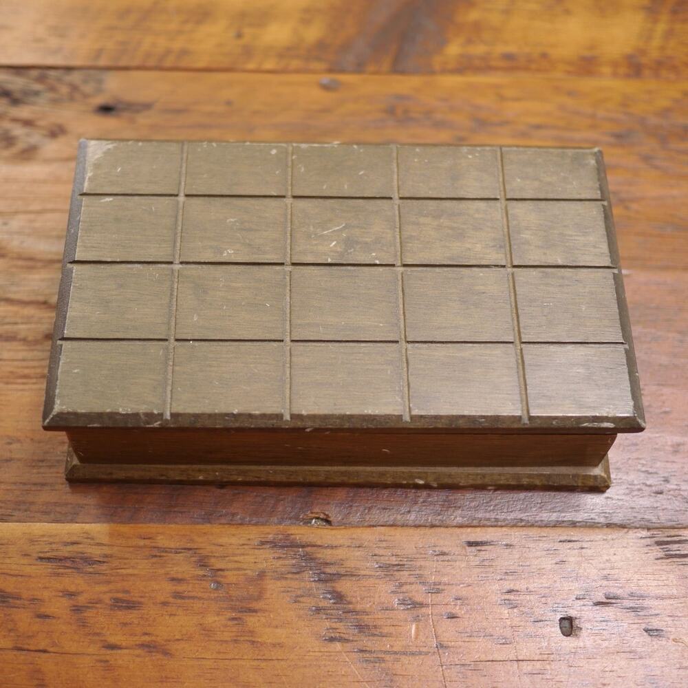 Vintage Solid Wood Jewelry Trinket 420 Pipe Corduroy Lined Box 8" x 4.5"